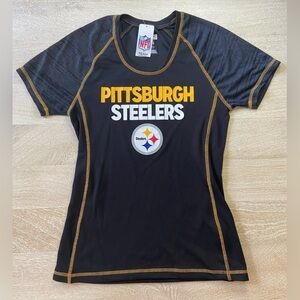 NWT Pittsburg Steelers Black Athletic Drifit Short Sleeve Top Shirt Womens Small